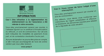 Avis d'information de contravention - Standard